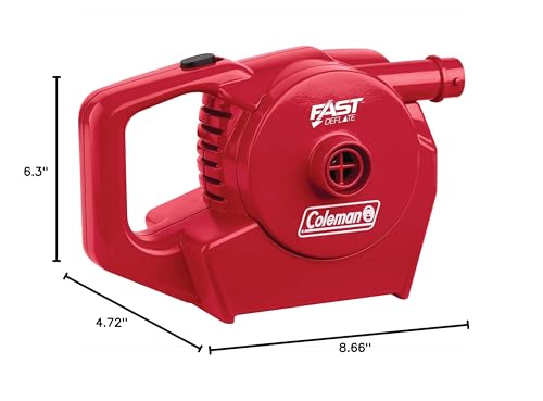 Coleman QuickPump Air Pump for Air Beds & Inflatables, Portable Air Pump with Fast Inflation or Deflation, Battery-Powered/Rechargeable/12-Volt/120-Volt Power Options