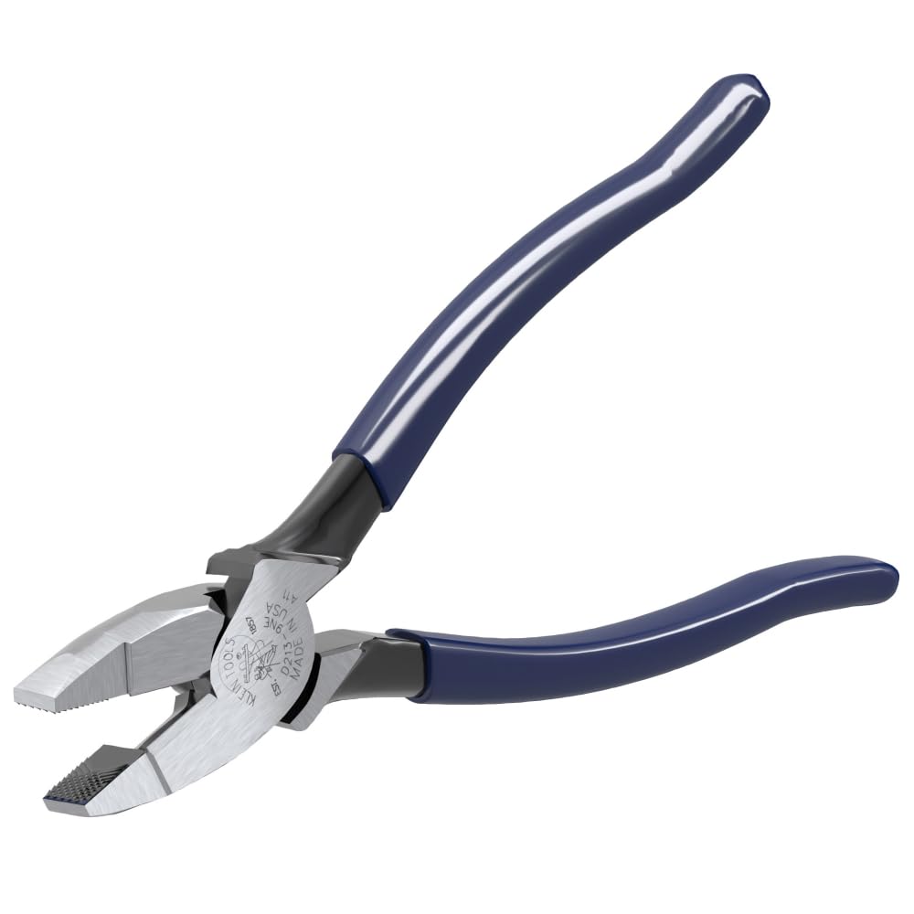 Klein Tools D213-9NE Pliers, Made in USA, 9-Inch Side Cutters, High Leverage Linesman Pliers Cut Copper, Aluminum and other Soft Metals