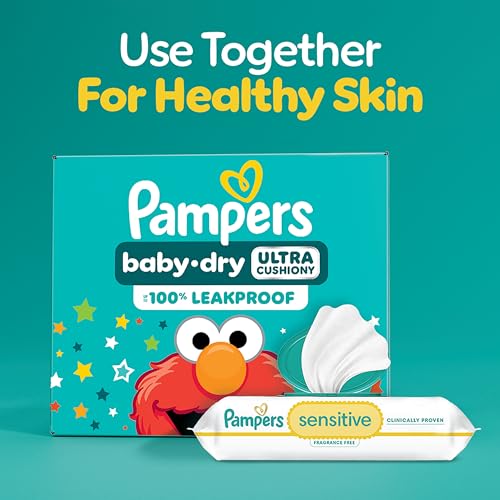 Pampers Diapers - Baby Dry - Size 0, 104 Count, Absorbent Disposable Newbort Diaper (Packaging May Vary)
