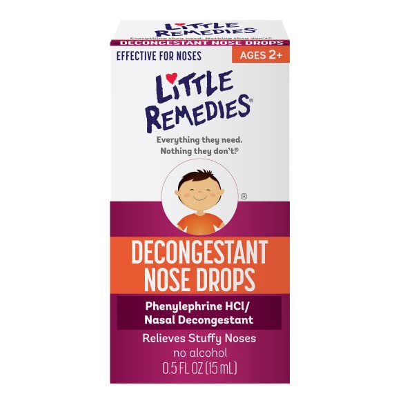 Little Remedies Decongestant Nose Drops | Ages 2-6 | 0.5 Fl. Oz (Pack of 4)