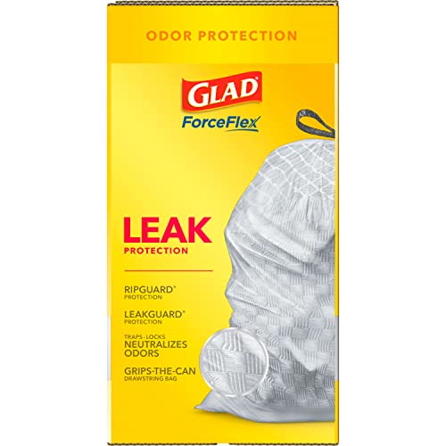 Glad ForceFlex Tall Kitchen Drawstring Trash Bags 13 Gallon Grey Trash Bag, Unscented 110 Count (Package May Vary)