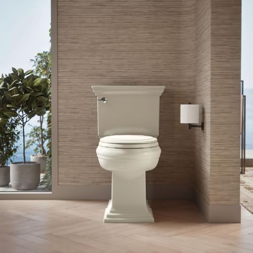 KOHLER 4734-RL-96 Rutledge ReadyLatch Soft Close Elongated Toilet Seat, Quiet-Close Lid, Grip-Tight Bumpers, Installation Hardware, Home Essentials, Biscuit