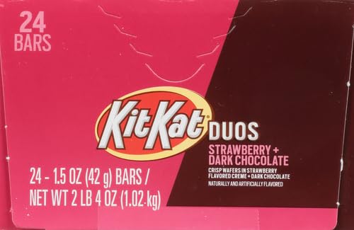 KIT KAT DUOS Chocolate Strawberry Creme Wafer Candy Bars, 1.5 oz (24 Count)