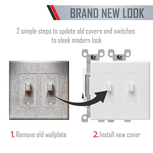 TayMac 2672W 2-Gang MASQUE Decorator Cover, Toggle, White