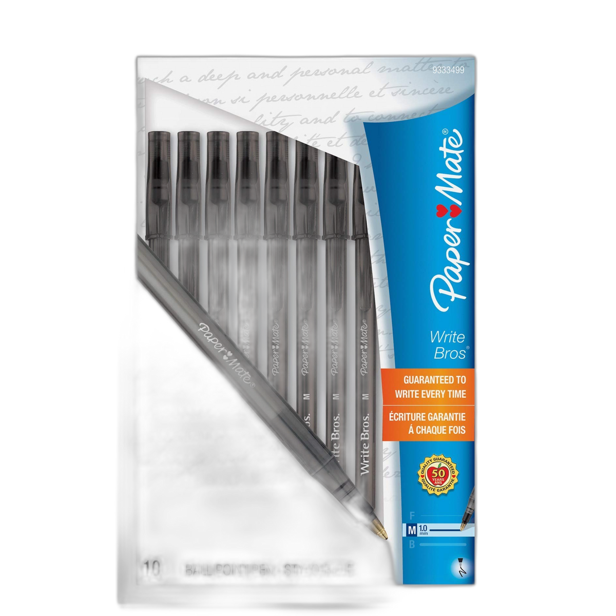 Paper Mate 9333499 Black Medium Tip Write Brothers Stick Ballpoint Pens 10 Coun