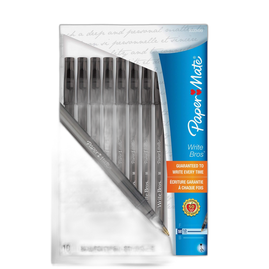 Paper Mate 9333499 Black Medium Tip Write Brothers Stick Ballpoint Pens 10 Coun