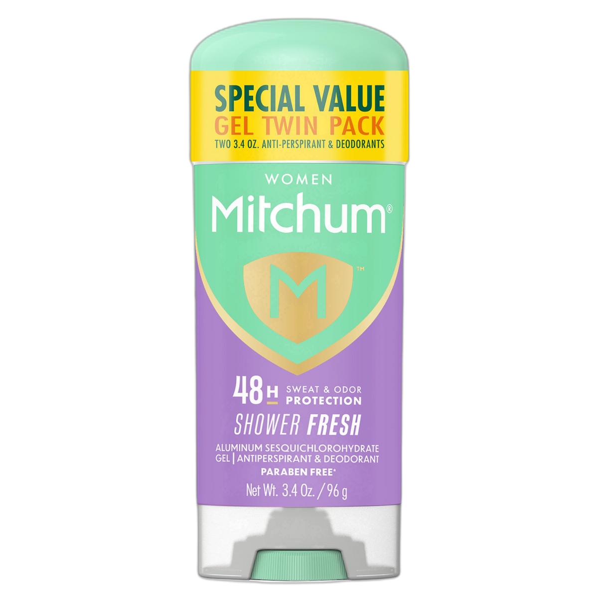 Mitchum Women’s Antiperspirant Deodorant Gel Stick, Shower Fresh Scent, 48HR Sweat & Odor Protection, Triple Odor Defense, Alcohol-Free, 3.4 oz (Pack of 2)