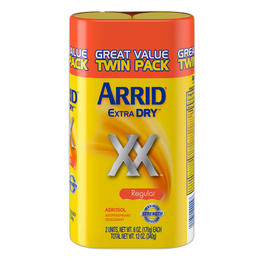 Arrid XX Extra Dry Antiperspirant Deodorant, Regular, Twin Pack (two 6oz. cans) Packaging May Vary