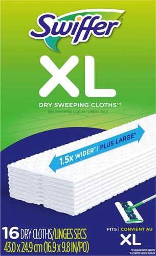 Swiffer Sweeper Dry Sweeping Pad Multi Surface Refills for X-Large Dusters Floor Mop, Unscented, 16 Count (Packaging May Vary)