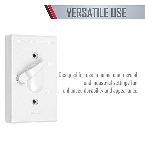 TayMac TC100WH Weatherproof Toggle Cover, 1-Gang, Vertical Device Mount, White