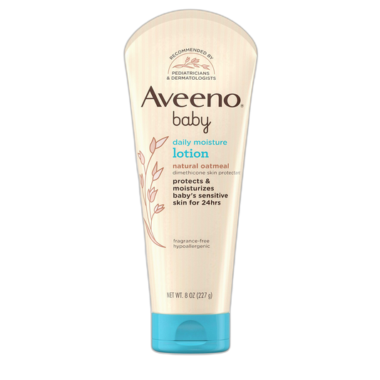 Aveeno Baby Daily Moisture Lotion for Delicate Skin with Natural Colloidal Oatmeal & Dimethicone, Hypoallergenic Moisturizing Baby Lotion, Fragrance-, Phthalate- & Paraben-Free, 8 fl. oz