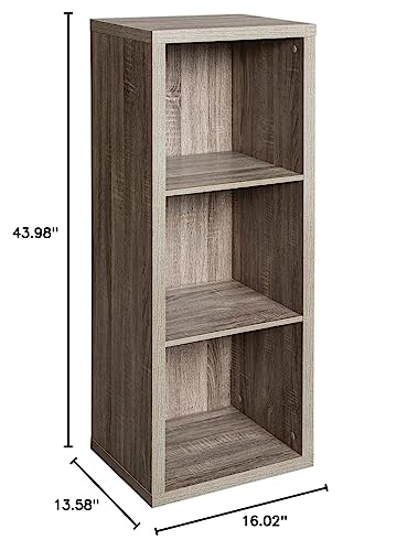 ClosetMaid 3 Cube Storage Shelf Organizer Bookshelf with Back Panel, Easy Assembly, Wood, Weathered Gray