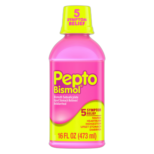Pepto Bismol Liquid for Nausea, Heartburn, Indigestion, Upset Stomach, and Diarrhea Relief, Original Flavor 16 oz