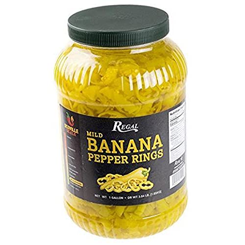 Mild Banana Pepper Rings 1 Gallon - 4/Case .4. pack -3.64 Pound (Pack of 4)