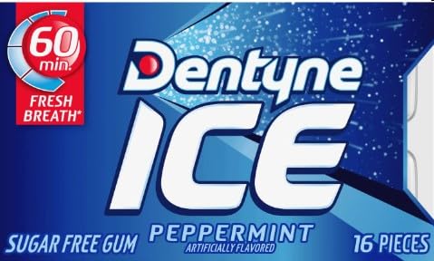 Dentyne Ice Sugar Free Gum - Peppermint 16-Piece Pack (9 Packs)