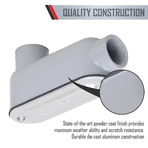 TayMac RLB400 Threaded LB Conduit Body, Die Cast Aluminum, Stamped Steel Cover, 4-Inch