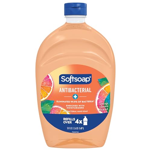 Softsoap Antibacterial Hand Soap Liquid Refill, Crisp Clean, 50oz, Bathroom Soap, Bulk Soap, Moisturizing, Pack of 6 (US05261A)