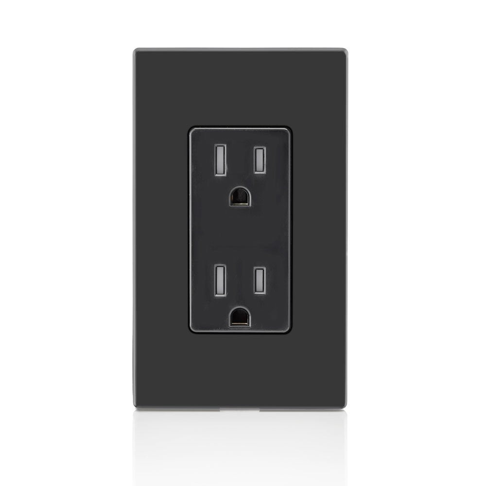 Leviton 15 Amp Decora Tamper-Resistant Duplex Electrical Wall Outlet, T5325-E, Black