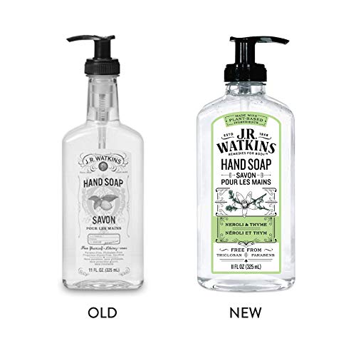 J.R. Watkins Gel Hand Soap, Scented Liquid Hand Wash for Bathroom or Kitchen, USA Made and Cruelty Free, 11 fl oz, Neroli & Thyme, 6 Pack