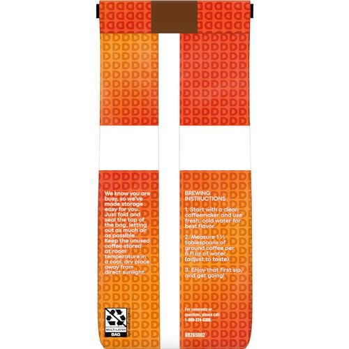 Dunkin' Original Blend Medium Roast Ground Coffee, 12 Ounce, brown