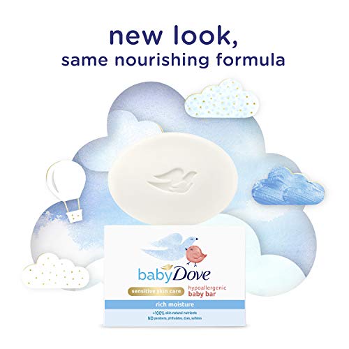 Baby Dove, Soap Bar Baby's Delicate Skin Rich Moisture, Skin Care Made With 14 Moisturizing Cream 3.17 oz Packaging May Vary, Hypoallergenic, 152.16 oz (Pack of 48)