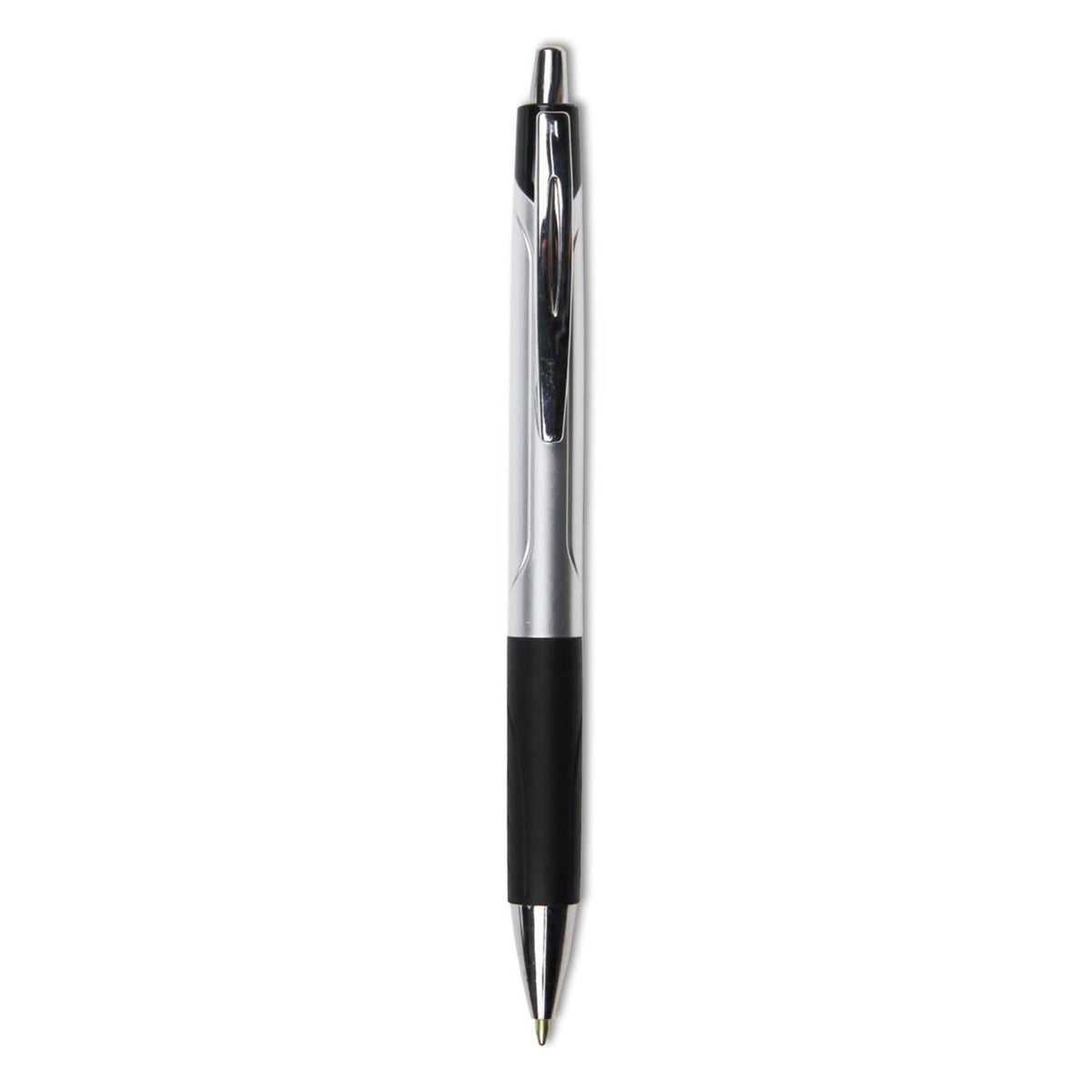 Universal 15540 Advanced Ink Retractable Ballpoint Pen, Black Ink, Silver, 1mm, Dozen