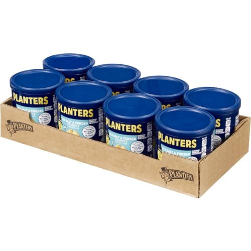 PLANTERS Sea Salt & Vinegar Peanuts (8 ct Pack, 6 oz Canisters)