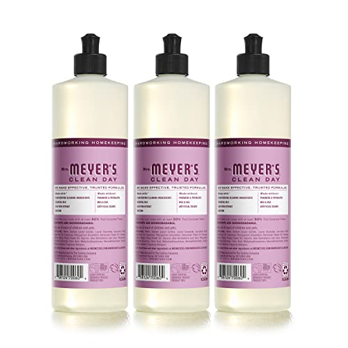 MRS. MEYER'S CLEAN DAY Liquid Dish Soap, Biodegradable Formula, Peony, 16 Fl. Oz - Pack of 3
