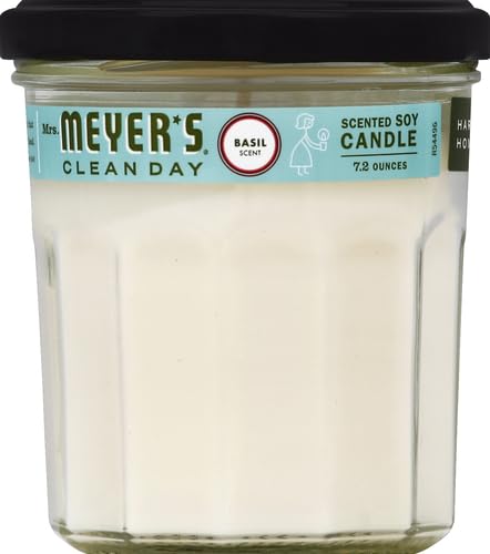 MRS. MEYER'S CLEAN DAY Scented Soy Candle, Basil Scent, 7.2 ounce candle (Pack - 1)