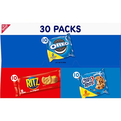 Nabisco Cookies & Cracker Variety Pack, OREO, RITZ & CHIPS AHOY!, 30 Snack Packs
