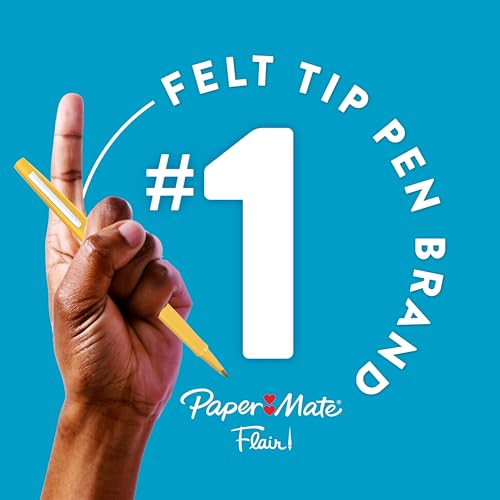 Paper Mate Flair Felt Tip Pens, Medium Point (0.7mm), Black, 4 Count