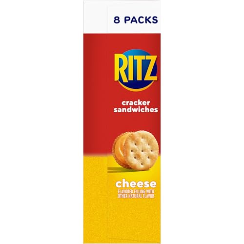 RITZ Cheese Sandwich Crackers, Lunch Snacks, 112 Snack Packs (14 Boxes, 6 Crackers Per Pack)