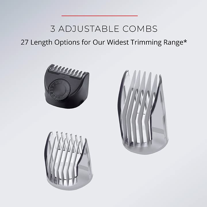 RemingtonÂ® â€˜The Beardsmanâ€™ Beard Trimmer for Men, Ultimate Precision Full Beard Grooming Kit and Hair Clippers, with 3 Adjustable Combs, Scissors, and Brush, Black