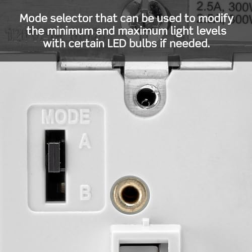Leviton Toggle Slide Dimmer Switch for Dimmable LED, Halogen and Incandescent Bulbs, TSL06-1LW, White