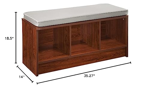 ClosetMaid 1633 Cubeicals 3-Cube Storage Bench, Dark Cherry with Gray Cushion