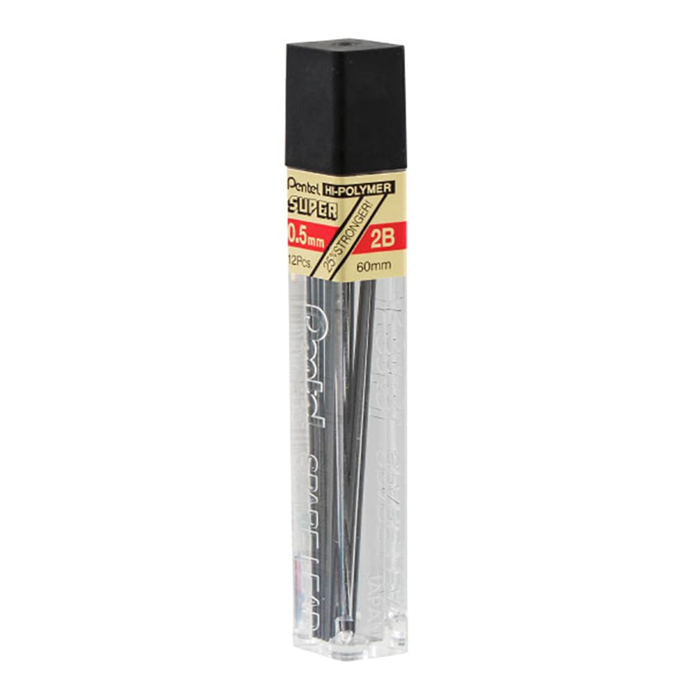 Pentel Super Hi-Polymer Lead Refill (0.5mm) Fine, 2B, 36 Total Pieces