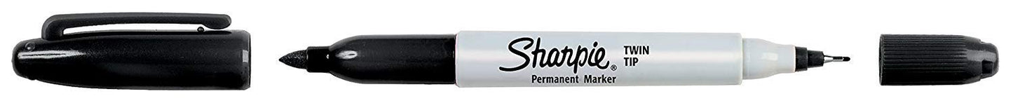 Sharpie Twin Tip Permanent Markers, Fine and Ultra Fine, Black, 24 Count