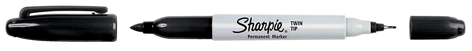 Sharpie Twin Tip Permanent Markers, Fine and Ultra Fine, Black, 24 Count