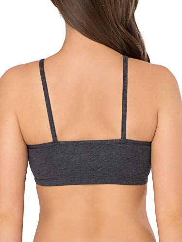 Fruit of the Loom Womens Spaghetti Strap Cotton Pull Over 3 Pack Sports Bra, Kaleidoscope/Charcoal/Red Hot, 36