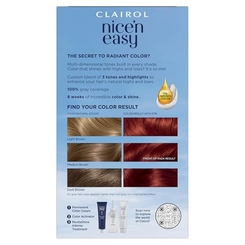Clairol Nice'n Easy Permanent Hair Dye, 6TR Truest Red Hair Color, Pack of 1