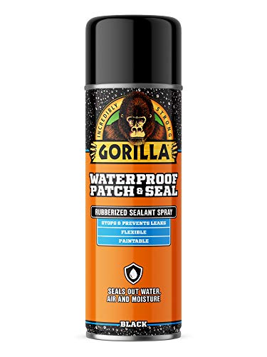 Gorilla Waterproof Patch & Seal Rubberized Sealant Spray, Black, 16 Ounce (Pack of 2) - Seals Out Water, Air, and Moisture