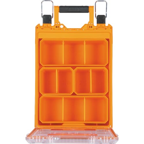 Klein Tools 54808MB MODbox Tall Compartment Box, Half-Width Tool Organizer, Small Parts Tool Box with 10 Compartments, 4 Removable Bins, Stackable Module