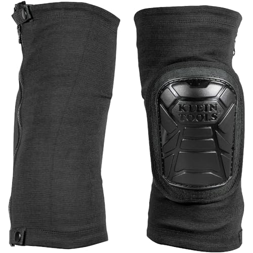 Klein Tools 60850 Tough-Flex Knee Sleeves for Work, Construction, Low-Profile Sleeve with Zipper, Gel-Like Foam, Black, XL/XXL