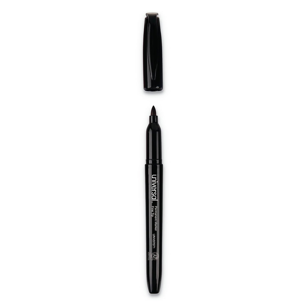 Universal UNV07071 Fine Bullet Tip Pen-Style Permanent Marker - Black (1 Dozen)