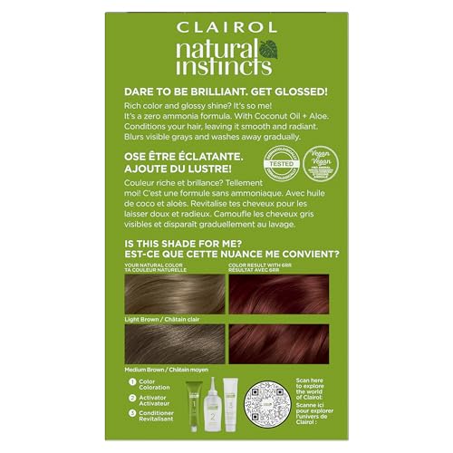 Clairol Natural Instincts Demi-Permanent Hair Dye, 6RR Light Red Hair Color, Pack of 1