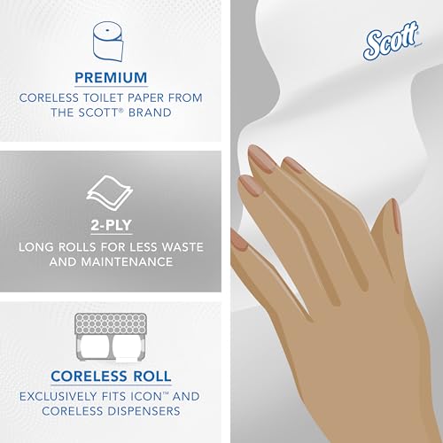 ScottÂ® Essential Coreless High-Capacity Standard Roll Bulk Toilet Paper (04007), 2-Ply, White (1,000 Sheets/Roll, 36 Rolls/Case, 36,000 Sheets/Case)