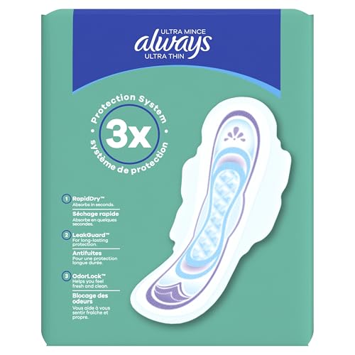 Always Ultra Thin Pads with Wings, Size 2, Long Super, 42 Count