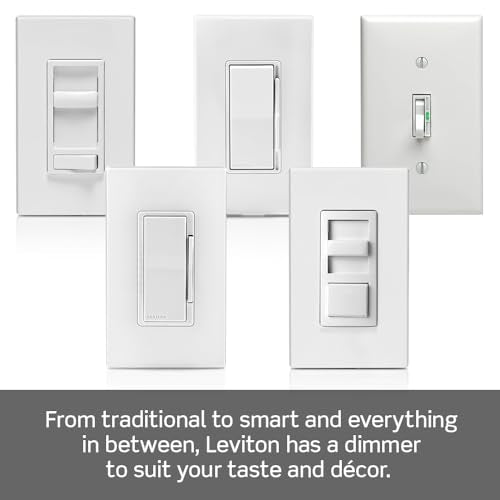 Leviton Toggle Slide Dimmer Switch for Dimmable LED, Halogen and Incandescent Bulbs, TSL06-1LW, White