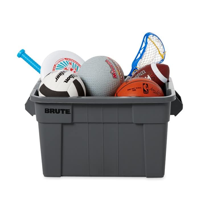 Rubbermaid Commercial Products Brute Tote Storage Container With Lid, 20-Gallon, Gray, Pack of 1