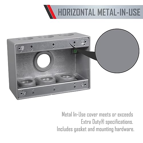 TayMac TB7100S Electrical Box 3-Gang Die Cast, Aluminum 1-Inch Thread, Gray